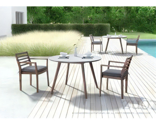Silla Para Jardin Modelo Sancerre Con Brazos - Natural Këssa Color Nogal Liso