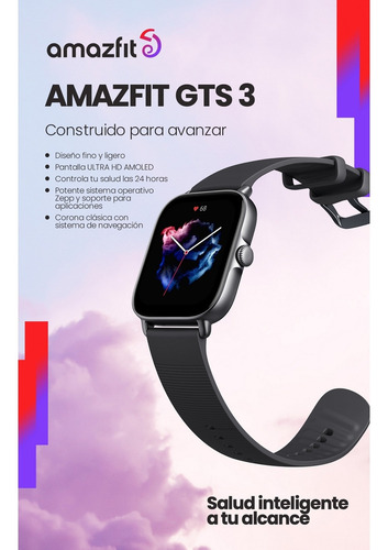 Smartwatch Amazfit GTS 3 1.75" caja de aleación de aluminio graphite black, malla graphite black de silicona