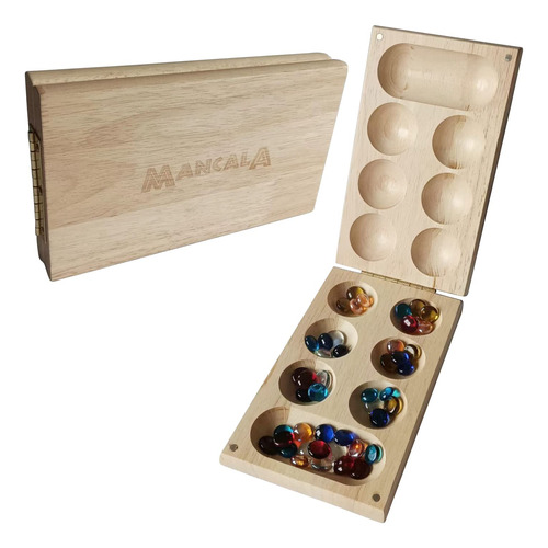 Khampa Mancala - Juego De Mesa Con Tablero De Madera Plegab.