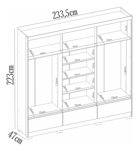 Guarda Roupa Casal 6 Portas 63330k Himalaia Amendola Touch D