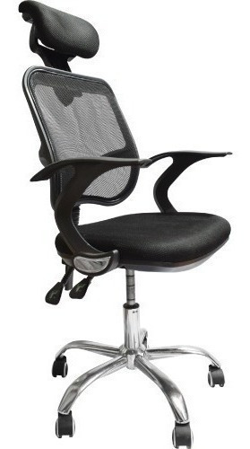 Imagen 2 de 6 de Silla De Oficina Gerencial En Malla Negra Ergonómica