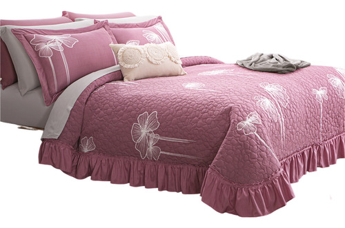 Colcha King Size Rosa Neo Selma Con Fundas Concord