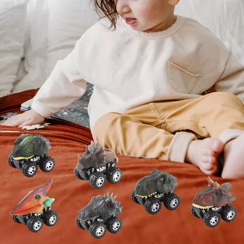 Brinquedo de dinossauro puxa para trás carros 6pcs Brinquedos Dino para 3+  Meninos Meninas Puxa para trás Brinquedo Carros Jogos dinossauro com T Rex