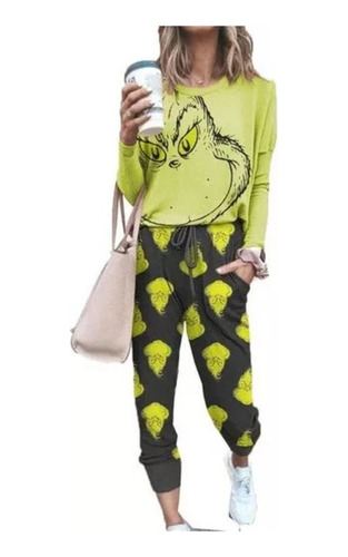 Conjunto De Playeras Casuales Grinch Con Capucha Y Pantalón