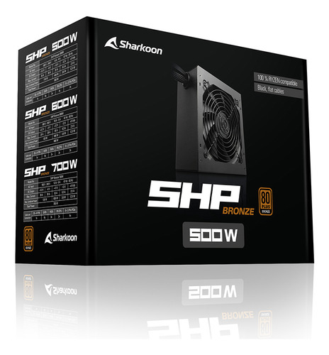 Fuente De Poder Para Pc Sharkoon Shp Bronze 600w Color Negro