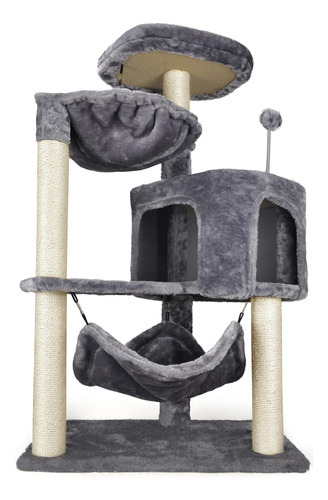Árbol Para Gatos Con Condominio Y Hamaca Grande Gris Gris