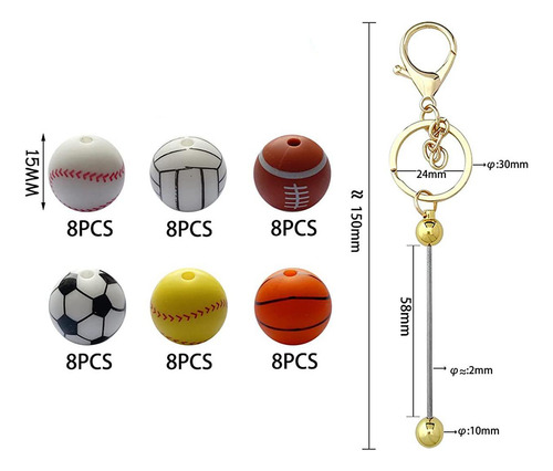 49x Cuentas Deportivas De Silicona Fabricación De Joyas 15