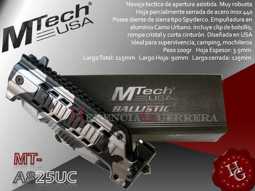 Imagen 2 de 7 de Cortapluma Mtech Mt-a825uc Inox Aluminio Camo Navaja