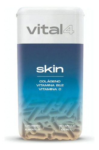 Piel Vital4 Colágeno Vitamina B12 Vitamina C 60 Cápsulas Sabor Sin Sabor