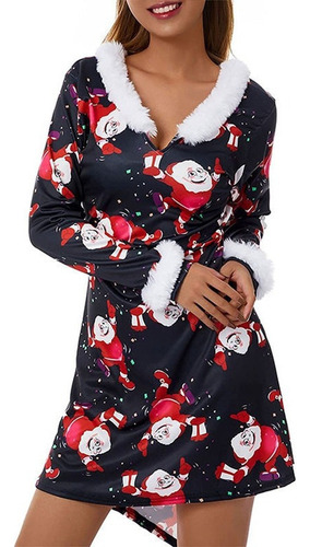 Vestidos De Navidad Para Mujer Escote En V Estampado Furry