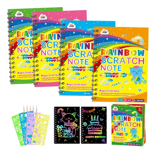 ZMLM Regalo de manualidades de papel para rascar: suministros de papel  mágico arcoíris a granel para niños de 3, 4, 5, 6, 7, 8, 9, 10 años,  regalos