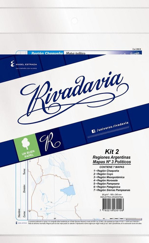 Rivadavia 8919 Mapas N°3 Político Regiones Argentinas Kit 2 