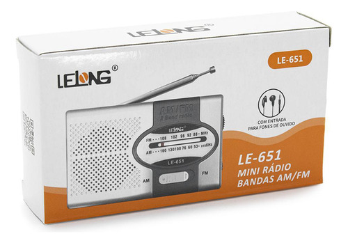 Mini Rádio De Bolso Am/fm/sw Le651 Lelong + 2 Pilhas