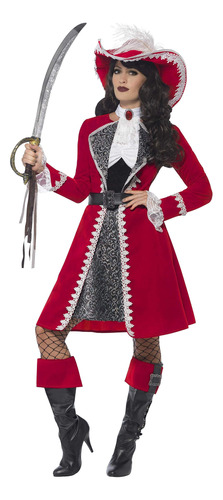 Smiffys Disfraz De Capitan Pirata Rojo Escarlata Para Mujer,