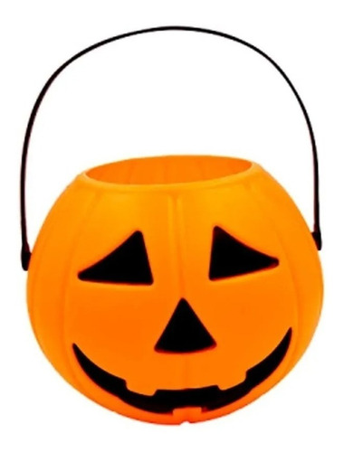 Caramelera Calabaza Balde Plastico Duro Halloween Cotillon