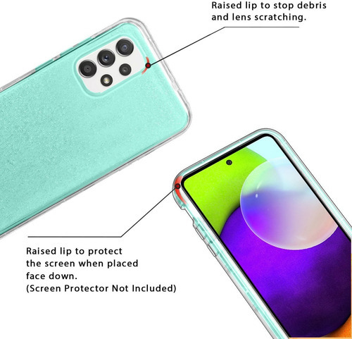 Kit Mica Cristal+ Funda Para Samsung Rigida Tres Pieza Mujer Color Azul Claro Modelo De La Funda A23