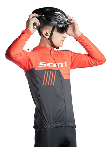 Jersey Ciclismo Ruta Mtb Scott Rojo Manga Larga