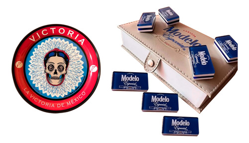 Domino Modelo Especial Beige - Azul + Portavaso Calavera # 5