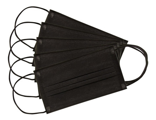 Cubrebocas Tapabocas Termosellado Negro 200 Piezas Plisado