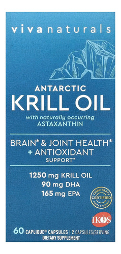 Viva Naturals Antartic Krill Oil  Astaxanthin 60 Capsules