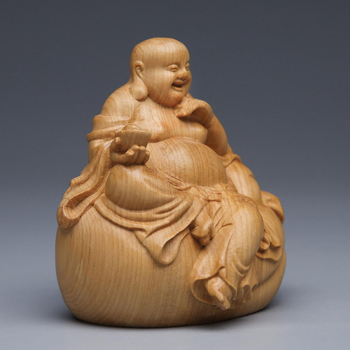 Estatua De Buda, Adorno De Madera, Escultura Artesanal,