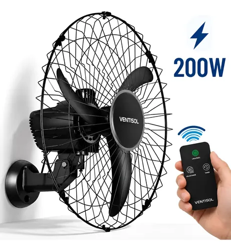 Ventilador Parede 60cm Max Control Ventisol Controle Remoto 60 Cm 60hz Preto 127/220v Plástico 3