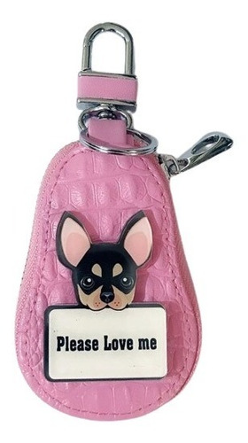 Llavero Funda De Llaves Piel Perro Chihuahua Poodle Practico