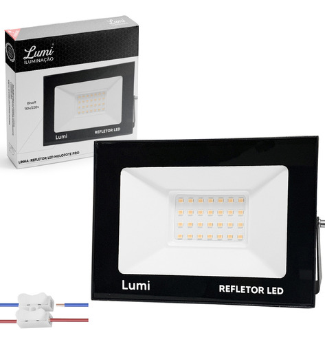 Kit 3 Refletor Led 100w Holofote Branco-quente 3500k Prova Dágua Ip67 Cor Da Carcaça Preto Cor Da Luz 110v/220v Bivolt