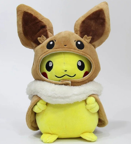 Pikachu Peluche Pokemon Con Capa De Eevee De 35 Cm Importado