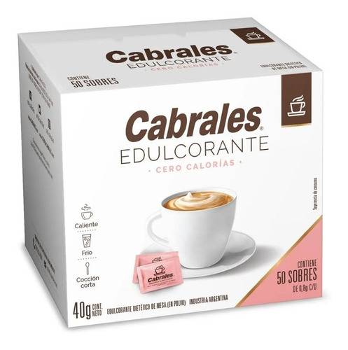Imagen 2 de 7 de Edulcorante Cabrales X 50 Sobres 40g Pack X12 Cajas