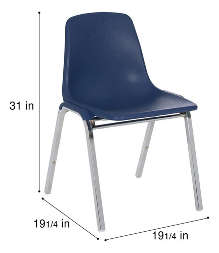 Silla Apilable Poly Shell, Color Azul