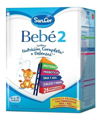 Leche de fórmula en polvo Sancor Bebé 2 por 6 unidades de 800g