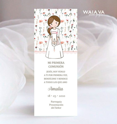 Imagen 10 de 10 de Estampas Primera Comunión Tarjetas Nenas Señalador X 3u