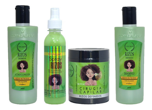 Kit Shampoo + Acondicionador + Crema + Spray Para Rizo