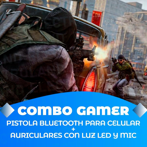Imagen 9 de 10 de Combo Pistola Celular Vr Bluetooth + Auriculares Con Mic
