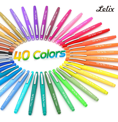Rotuladores De Punta De Fieltro De 40 Colores Estuche, ...