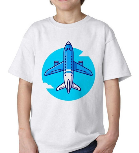 Remera De Niño Avion Plane Forma Celeste Cielo Arte