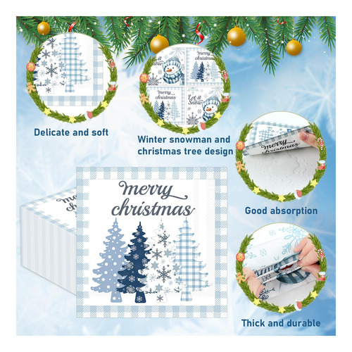 100 Servilletas Navideñas, Edición Invierno Decorativa