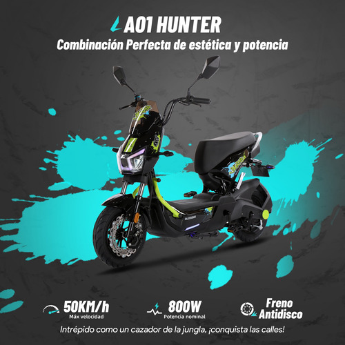 Alessia E-bikes Bicicleta Eléctrica A01 Hunter Con Caja 800w Verde