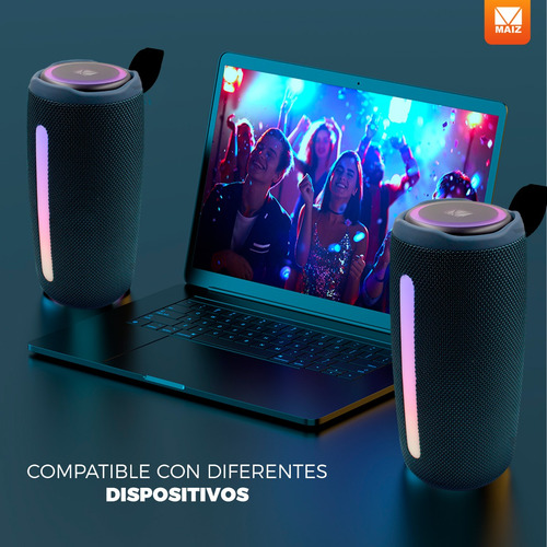 Bocina Bluetooth Altavoz Portatil Recargable Luces Led Usb Color Rojo