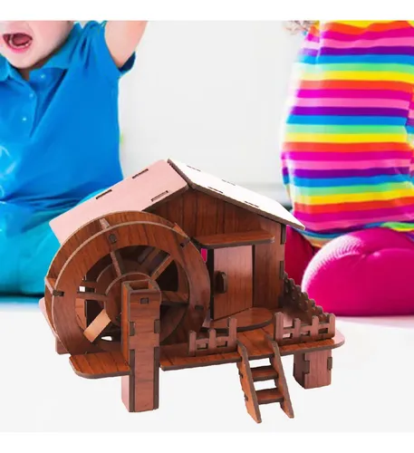 3d Wooden Puzzle House Handmade Learning Toys Watermill | MercadoLivre
