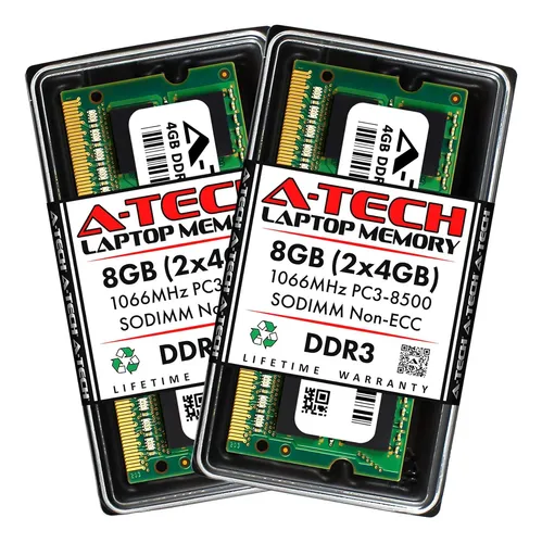 comprar A-tech 8 Gb (2 X 4 Gb) Ddr3 1066 Mhz Pc3-8500 Cl7 Sodimm 204