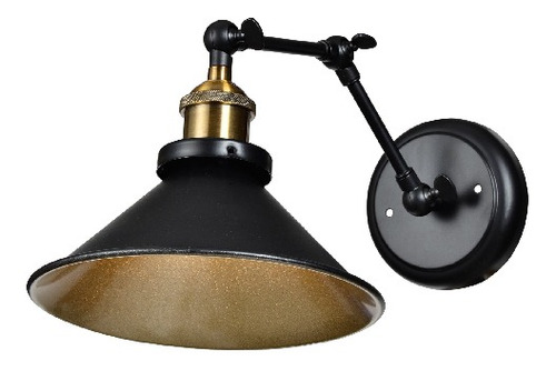 Imagen 1 de 3 de Aplique Pared Cónico Metal Negro/dorado 1e27 - Ixec Ix9202