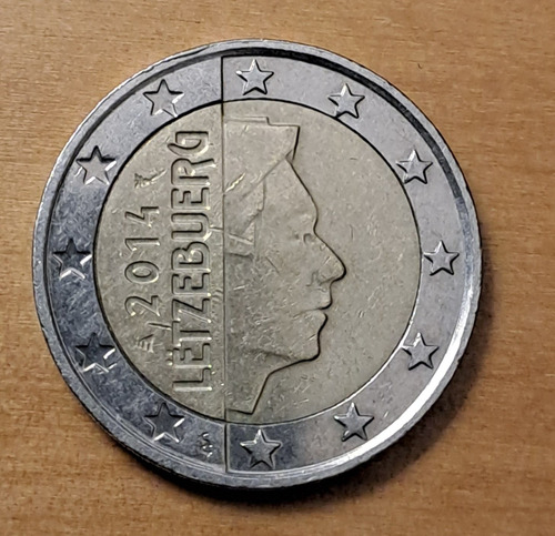 Luxemburgo Moneda 2 Euro 2014 Bimetalica.  Usada !!