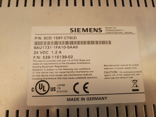Monitor Touch Siemens Scd 1597-cts 15 6au1731-1fa10-0aa0 (Usado)