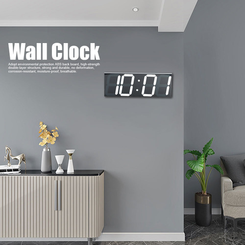 Imagen 4 de 7 de Grande Blanco Dígito Reloj De Pared Espejo Led Reloj Electr