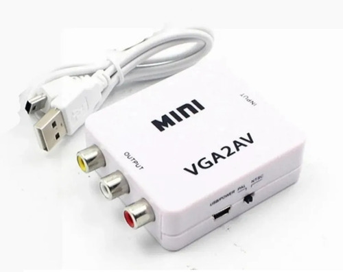 Mini Adaptador Conversor Vga P/ Video Composto 3rca Vga2av