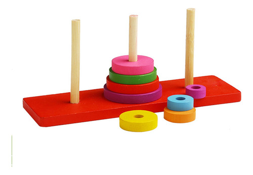 Torre Colorida De Madera De Hanoi Puzzle Brain Teaser Intell