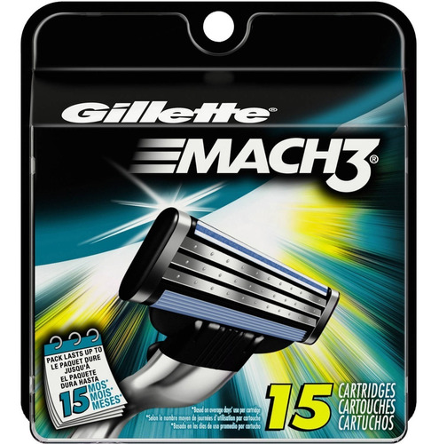 Set De 15 Cartuchos De Máquina De Afeitar Gillette Mach3