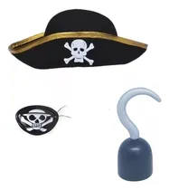 Comprar Kit Pirata - Gorro Garfio Parche Cotillón Disfraz Halloween 
